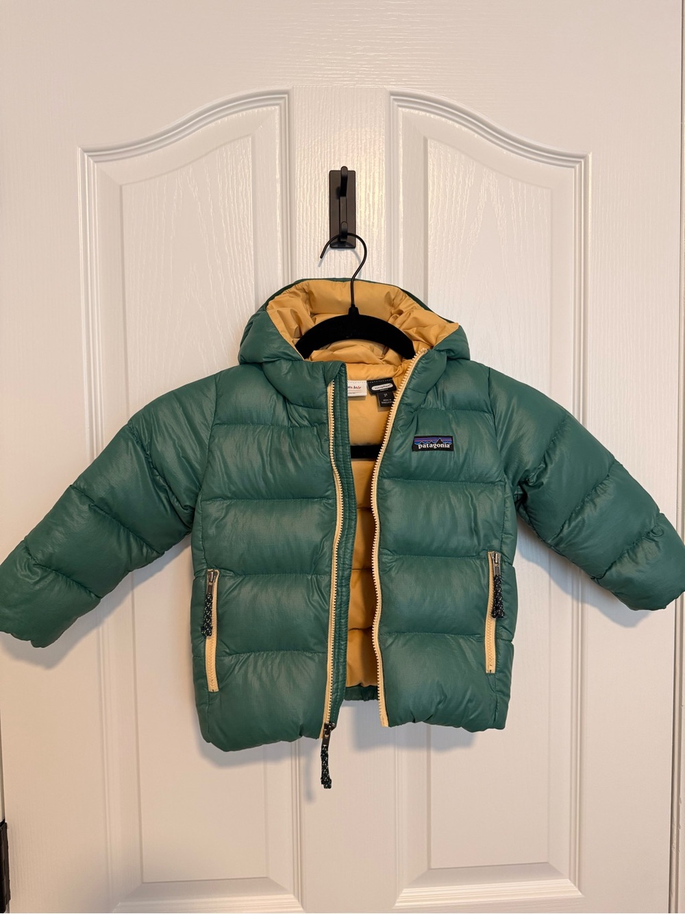 Patagonia Hi-Loft Down Sweater Hoody Green/Gold 2T